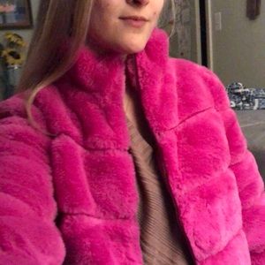 Love Token Faux Fur pink coat